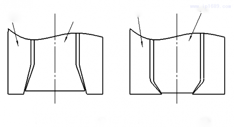 圖 ５ 型坯 出 口 兩 種 類 型 示 意 圖
