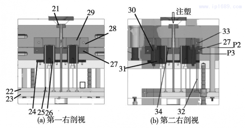 圖６ 注塑模具結(jié)構(gòu)